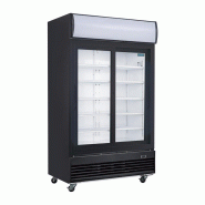 Vitrine réfrigérée positive 2 portes coulissantes avec caisson lumineux Série G 950L noire | Polar - GM814