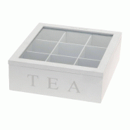 WellHome - Boîte à thé en MDF avec 9 compartiments, 23x23x9cm, couleur blanche - blanc WH16564 WellHome - Boîte à thé en MDF avec 9 compartiments, 23x23x9cm, couleur blanche - blanc WH16564