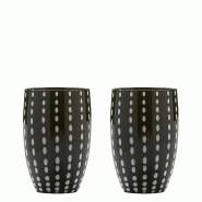 Zafferano Perle Black Glass - Verre Soufflé À La Bouche, 32 Cl, Fait Main - Lot De 2 Verresartisanaux Pour Eau Ou Cocktails - noir 8051827970320