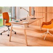 Bureau individuel pieds bois et acier design Bureau individuel pieds bois et acier design