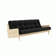 CANAPÉ 3 PLACES CONVERTIBLE INDIE STYLE SCANDINAVE FUTON CHARBON COUCHAGE 130*190 CM.