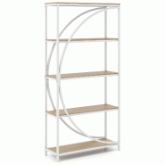 COSTWAY Étagère géométrique, étagère de bureau avec étagères ouvertes en bois et structure métallique - blanc VH34017ZM
