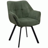 Décoshop26 - Chaise de salle à manger assise pivotante confortable en velours côtelé vert et métal noir 10_0002035 - noir 3000250801348 Décoshop26 - Chaise de salle à manger assise pivotante confortable en velours côtelé vert et métal noir 10_0002035 - noir 3000250801348