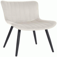 Décoshop26 - Chaise de salle à manger x1 coutures décoratives verticales avec pieds en métal noir assise en velours crème 10_0002261 - beige mét
