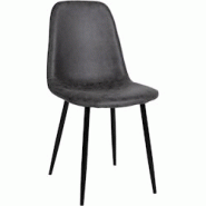 Décoshop26 - Chaise de salle à manger x1 design simple avec pieds en métal noir assise en PVC gris foncé 10_0002077 - gris 3000250828987 Décoshop26 - Chaise de salle à manger x1 design simple avec pieds en métal noir assise en PVC gris foncé 10_0002077 - gris 3000250828987
