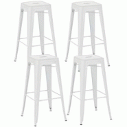 Décoshop26 - Lot de 4 tabourets de bar style industriel avec repose-pieds en métal blanc 10_0001073 - blanc 3000706869601 Décoshop26 - Lot de 4 tabourets de bar style industriel avec repose-pieds en métal blanc 10_0001073 - blanc 3000706869601
