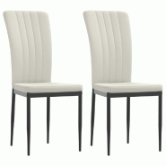 Décoshop26 - Set de 2 chaises de salle à manger coutures décoratives en tissu velours crème DEC025505 - 3000255285679