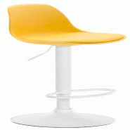 Décoshop26 - Tabouret de bar x1 moderne et confortable assise en plastique et PVC jaune pieds en métal blanc 10_0005670 - jaune métal 3000265149251