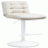 Décoshop26 - Tabouret de bar x1  repose-pieds et dossier assise rembourré en velours crème et métal blanc 10_0006496 - beige métal 3000265603425