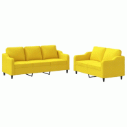 Ensemble de canapés 2 pcs avec coussins Jaune clair Tissu Modèle Helios Élégance Plus - 8721012068063