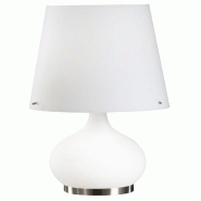 Fabas Luce Lampe De Table Ade Design En Métal Et Verre Soufflé, Double Interrupteur, Douilles E14 40 W Et E27 100 W, Blanche, Code Produit : 2533-35