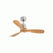 Faro barcelona Ventilateur de plafond Mini Lantau en acier marron avec pales en bois de pin, moteur DC 6 vitesses silencieux, jusqu’à 13 m², plafo_0