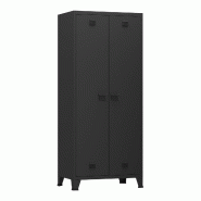 Helloshop26 - Armoire étagère meuble de rangement 180 x 90 x 40 cm de chambre acier noir 03_0008873 - noir acier 3000224387427 Helloshop26 - Armoire étagère meuble de rangement 180 x 90 x 40 cm de chambre acier noir 03_0008873 - noir acier 3000224387427