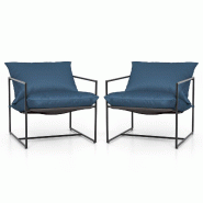 Helloshop26 - Lot de 2 chaises de jardin ergonomiques 71 x 71 x 61 cm avec coussins confortables style moderne en métal noir 20_0020004 - noir métal