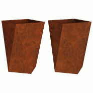 Helloshop26 - Lot de 2 jardinières rectangulaires modernes pour extérieur 50 x 50 x 75 cm en acier rouillé 02_0053047 - acier 3000237729337