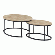 Helloshop26 - Lot de 2 tables basses gigognes de tailles différentes noir effet chêne 03_0009702 - 3000224822348