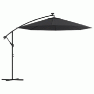 Helloshop26 - Parasol déporté à led et mât en acier 300 cm noir 02_0008578 - noir métal 3000457682726