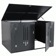 Mendler Garage à vélos 4 places HWC-K64, abri de jardin, box à vélos avec couvercle, verrouillable Métal 121x202x150cm, anthracite - gris métal