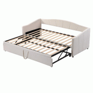 Merax lit rembourré canapé-lit gigogne 90/180*200 cm, lit multifonctionnel en tissu velours doux pour la peau beige - beige multi-matériau LDU00057AAA Merax lit rembourré canapé-lit gigogne 90/180*200 cm, lit multifonctionnel en tissu velours doux pour la peau beige - beige multi-matériau LDU00057AAA