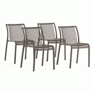 RATTATAN Set de 4 chaises en polypropylène empilables pour extérieur et jardin, bar et restaurant, structure robuste et légère - Olimpia - Taupe - RATTATAN Set de 4 chaises en polypropylène empilables pour extérieur et jardin, bar et restaurant, structure robuste et légère - Olimpia - Taupe -