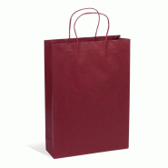 Sac 3 bouteilles Lie de Vin kraft poignées torsadées 27+9x38cm par 100 - en carton 3700481693421