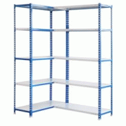 SimonRack Étagère d’Angle Métallique 1800x900x300 mm, 10 Niveaux, Tablettes en Acier, 80 kg par Niveau, Bleu/Blanc – Simoncorner - blanc métal