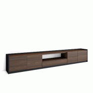 SKRAUT HOME Meuble TV, Banc Télé, 310x50x37 cm, Pour les TV jusqu'à 80", Meubles de salon, Chêne foncé et Noir - marron Bois manufacturé 692_9