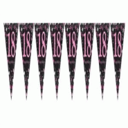 18. Anniversaire guirlande de fanions paillettes rose noir - 9900574