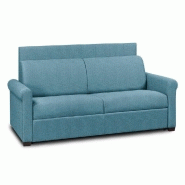 CANAPÉ 2- BELLE EPOQUE CANAPEXPRESS  LATTES 120CM MATELAS MÉMORY  22CM TÊTE DE LIT INTÉGRÉE  TWEED BLEU TURQUOISE