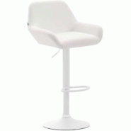 CLP Tabouret de bar Braga similicuir avec pied en métal Blanc /Blanc - blanc polyester 314513 CLP Tabouret de bar Braga similicuir avec pied en métal Blanc /Blanc - blanc polyester 314513