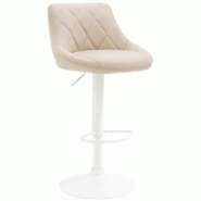 CLP Tabouret de bar Lazio en similicuir avec pied en métal Crème/Blanc - beige polyester 321764 CLP Tabouret de bar Lazio en similicuir avec pied en métal Crème/Blanc - beige polyester 321764