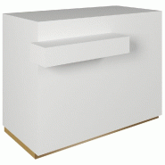 Comptoir 120x60x93,8cm/reposac 70x20xH12cm blanc - 2tir.2tabl. - mélaminé blanc