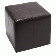 Décoshop26 - Pouf cube tabouret et repose-pieds en cuir et similicuir marron 36 x 36 x 36 cm 04_0011598 - 3000268663365