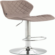 Décoshop26 - Tabouret de bar x1 avec coutures décoratives en forme de losanges en tissu taupe et métal chromé 10_0004656 - métal 3000252218304