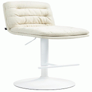 Décoshop26 - Tabouret de bar x1  repose-pieds et dossier assise rembourré en tissu crème et métal blanc 10_0006507 - beige métal 3000265611680
