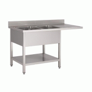 Gastro-Inox Evier Avec 2 Cuves à Gauche, Fond Et Espace Pour Lave-Vaisselle, 1600(L)Mm - inox 7445908625680