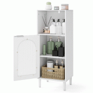 Helloshop26 - Armoire de salle de bain étroite 35 x 30 x 90 cm avec étagère réglable et design ondulé en bois blanc 20_0010288 - 3000226096662