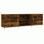 Helloshop26 - Meuble TV moderne en bois d'ingénierie rangement pratique 150 x 30 x 50 cm en chêne fumé 02_0048705 - Bois massif 3000235431027