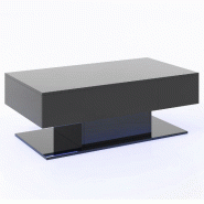 Helloshop26 - Table d'appoint rectangle 110 x 60 x 40 cm ambiance cosy 2 niveaux rangement pratique style contemporain en MDF noir 20_0013879 - noir B