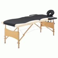 Helloshop26 - Table de massage pliable 2 zones bois noir et beige 02_0001814 - 3000089001537 Helloshop26 - Table de massage pliable 2 zones bois noir et beige 02_0001814 - 3000089001537