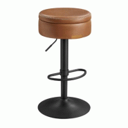 Helloshop26 - Tabouret de bar pivotant à 360° hauteur réglable avec rangement pu avec coutures style moderne mi-siècle pour cuisine 12_0005376 - 3
