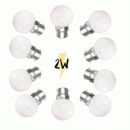 Illupro Lot de 10 Ampoules Guinguette B22 LED blanc chaud 2W à baïonnettes plastique professionnelle - 3760430850473