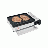 INTEC Barbecue à gaz Grill 1900W + 8 cartouches de gaz Allumage Piezo + Récupérateur de graisse Camping COOK160 - gris 3701599335678