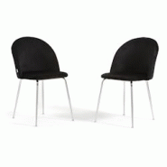 RATTATAN Lot de 2 chaises en velours avec pieds en métal, design élégant pour cuisine, salle à manger, bar ou restaurant – Sara – Noir/Argent RATTATAN Lot de 2 chaises en velours avec pieds en métal, design élégant pour cuisine, salle à manger, bar ou restaurant – Sara – Noir/Argent