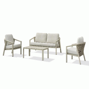 REMARQUABLE Salon bas de jardin 5 places en aluminium et corde tissée grège - KELIA - 3700917630273