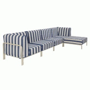 Salon de jardin bas modulable rayé 5 places bleu pacific - bleu aluminium 115891