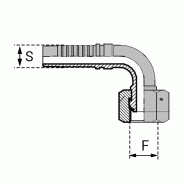 Série cylindrique BSPP DKOR - Cône 60° - Filetage Withworth - Femelle - 90° (DKOR90) - 32 , 2" , 50-8 , 2-50x60 , 56-65