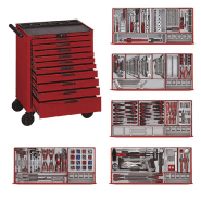 Servante d'atelier rouge midi master set 10 tiroirs - Teng Tools TCMM498N10 avec outils organisés Servante d'atelier rouge midi master set 10 tiroirs - Teng Tools TCMM498N10 avec outils organisés