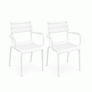 SIESTA EXCLUSIVE Lot de 2 Fauteuils d'Extérieur Paris Lounge Armchair Blanc - blanc plastique polypropylène SP-SI-275WH-2