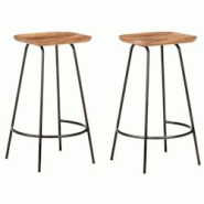 VidaXL Tabourets De Bar Lot De 2 Bois D Acacia Solide - 320651 VidaXL Tabourets De Bar Lot De 2 Bois D Acacia Solide - 320651